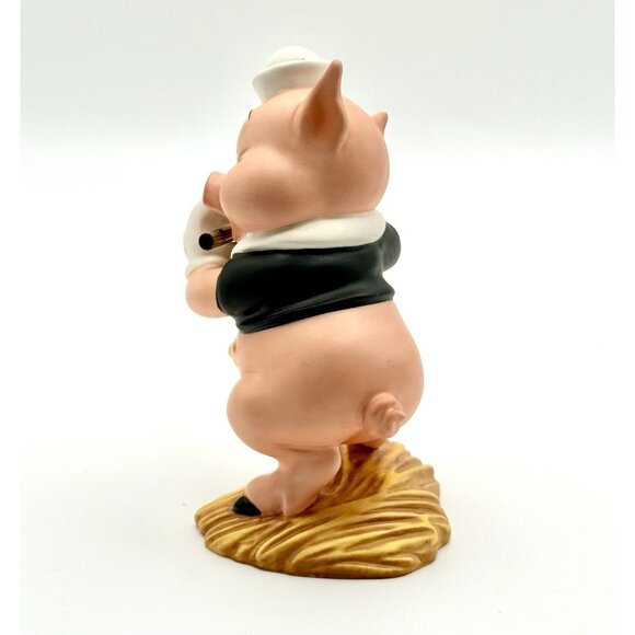 Rare WDCC Three Little Pigs Pfeiffer Pig Eldest Son Straw Ceramic Figure Disney - Picture 4 of 5